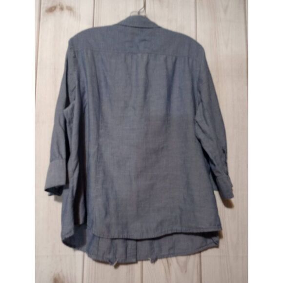 Cato Shirt Ladies 18 Button Front Chambray‎ Ruffle Western - Picture 2 of 7